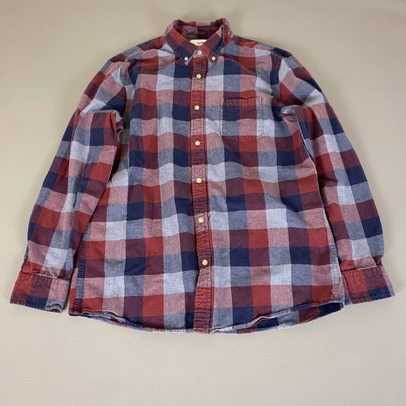 Sonoma Goods For Life Men's Button Down Shirt‎ L Large Modern Fit Red Blue Plaid - Picture 1 of 12
